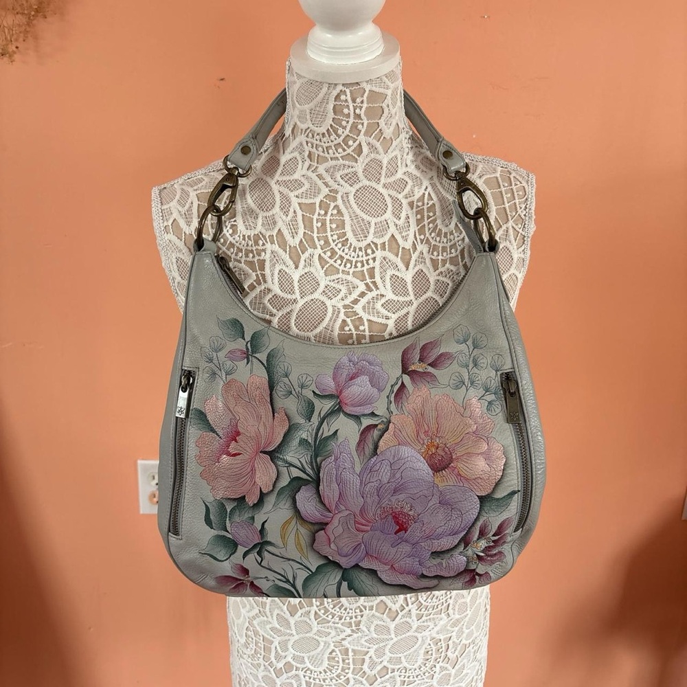 Anushka Hand Painted Leather Convertible Slim Hobo Bag